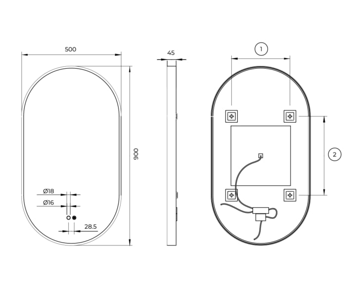 Espejo de baño con luz LED Ledimex Río Croquis 7