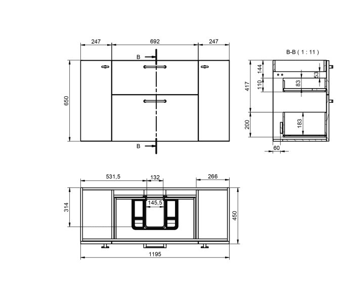 Conjunto mueble de baño VisoBath Verso Croquis 13