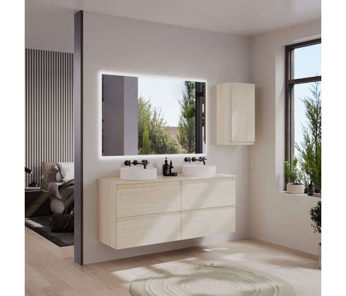 Mueble de baño color madera con encimera de madera Bruntec Vilma Principal 3