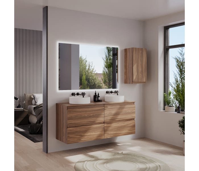 Mueble de baño color madera con encimera de madera Bruntec Vilma Principal 2