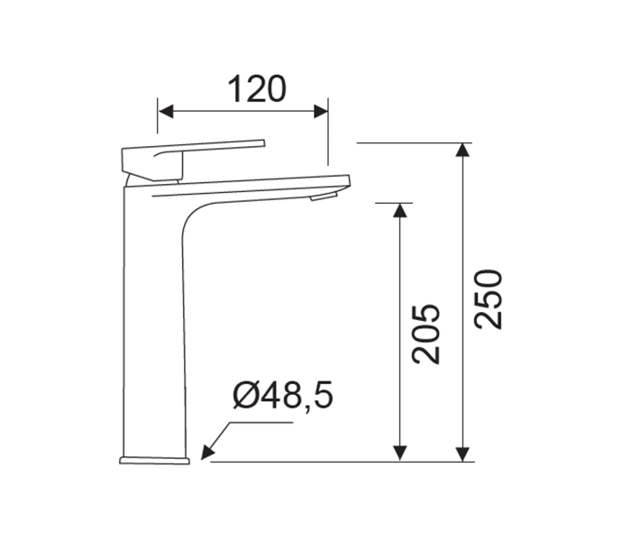 Grifo de lavabo Lluvibath Aura Croquis 3