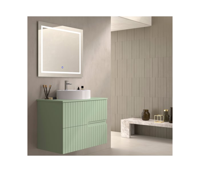 Mueble de baño con encimera piedra compactada del mismo color Bruntec Ebi colores Principal 8