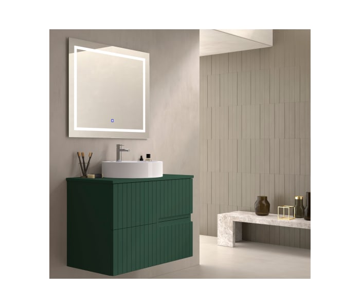 Mueble de baño con encimera piedra compactada del mismo color Bruntec Ebi colores Principal 6