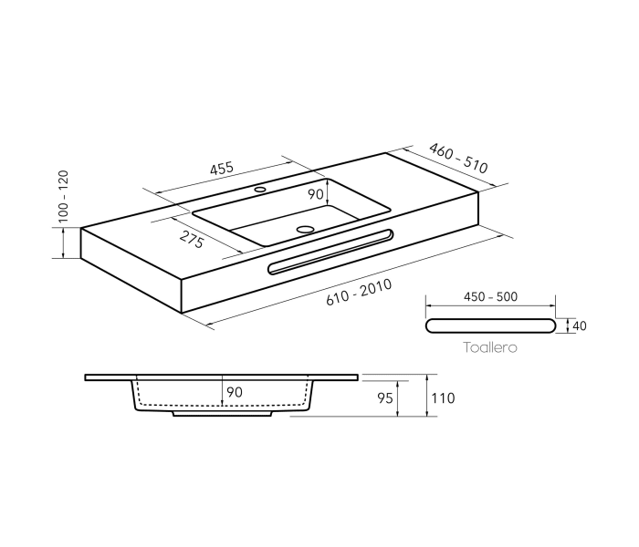 Lavabo suspendido Bruntec Ideal Croquis 3