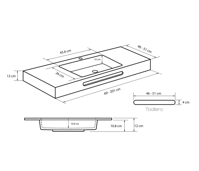 Lavabo suspendido Bruntec Ideal Croquis 3