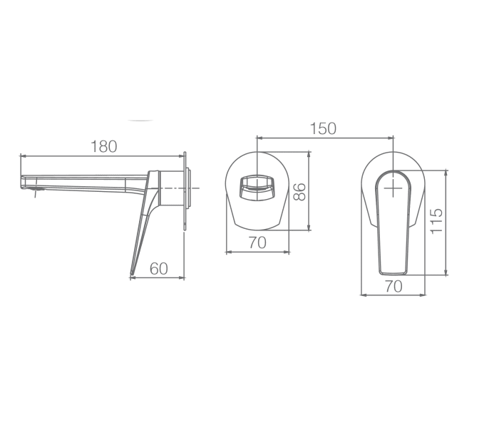 Grifo de lavabo empotrado Imex Delos Croquis 4
