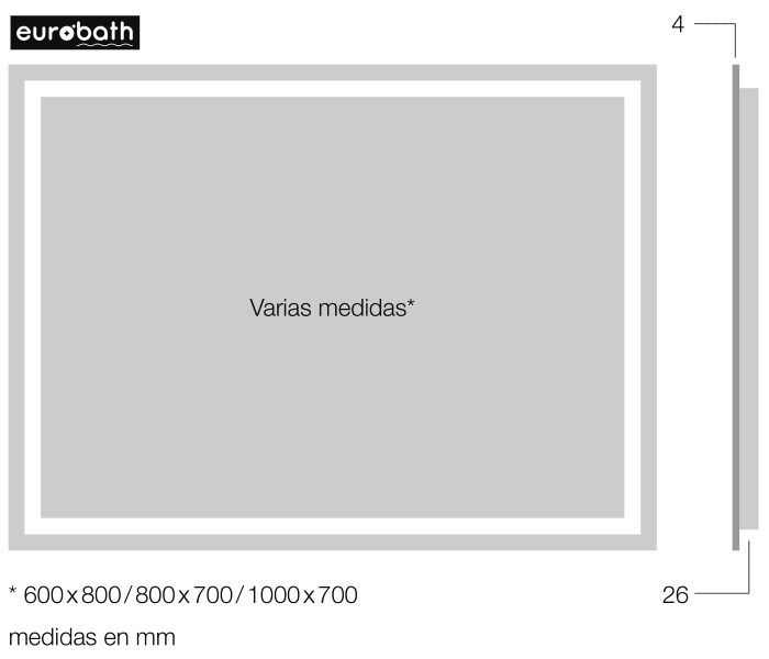 Espejo de baño con luz LED Eurobath Cíes Croquis 2