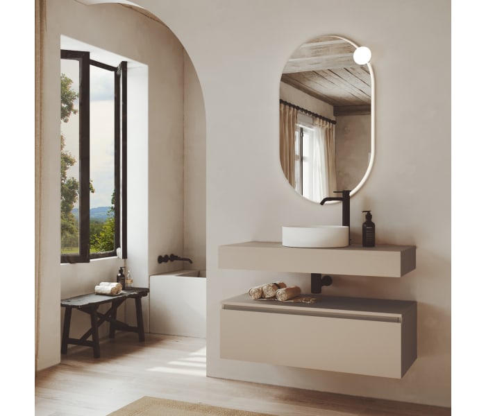 Conjunto mueble de baño MDF lacado con encimera de madera Bruntec Vilma Principal 0