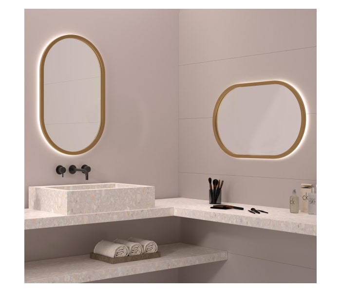 Espejo de baño MARGARITA 50x70 cm con marco metálico y luz LED