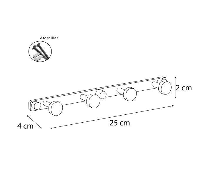 Percha cuádruple Mediterránea de Baño 602 Croquis 1