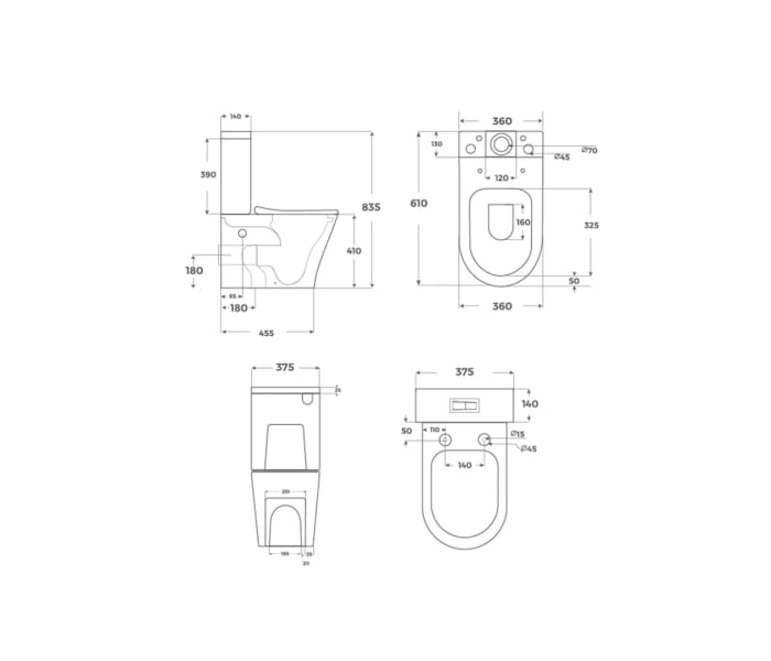 Inodoro compacto Fossil Natura Bolonia Croquis 3