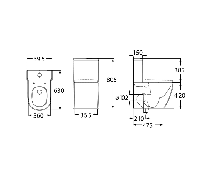 Inodoro Rimless Roca Meridian Croquis 7