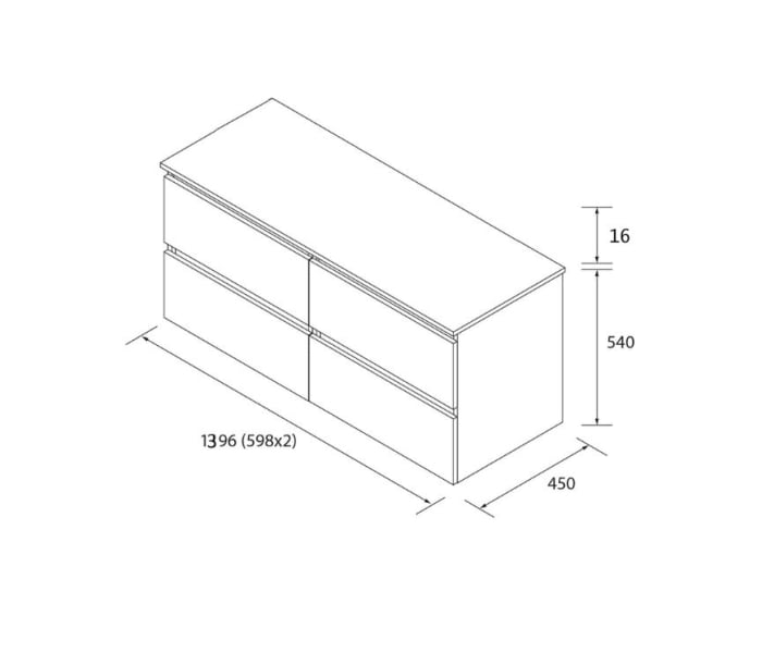 Mueble de baño para lavabo sobre encimera Salgar Bequia Croquis 13