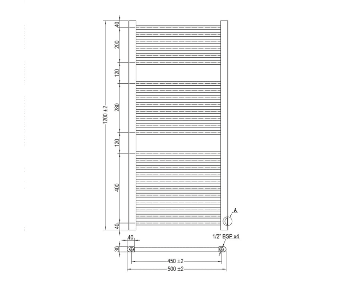 Radiador toallero blanco hidráulico de baño City 120x50cm de Oxen