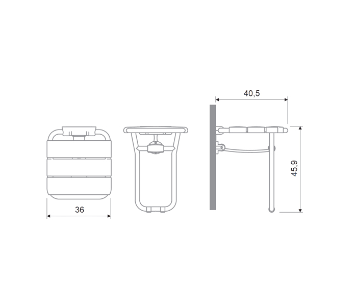 Asiento de ducha Lluvibath Dotty Croquis 1
