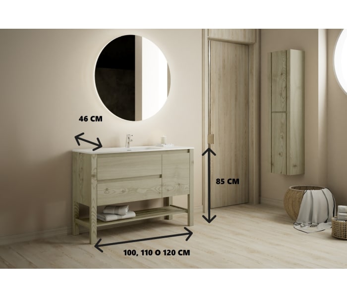 Conjunto de mueble de baño de madera maciza Bruntec Laponia Croquis 6