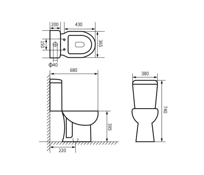 Inodoro a suelo Bruntec New Bolonia Croquis 2