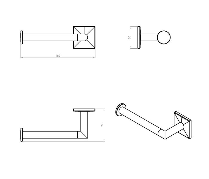 Portarrollos de baño Cosmic Square Duo Croquis 2