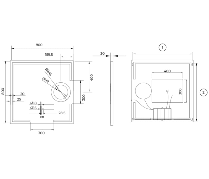 Espejo de baño con luz LED Ledimex Malta Croquis 13