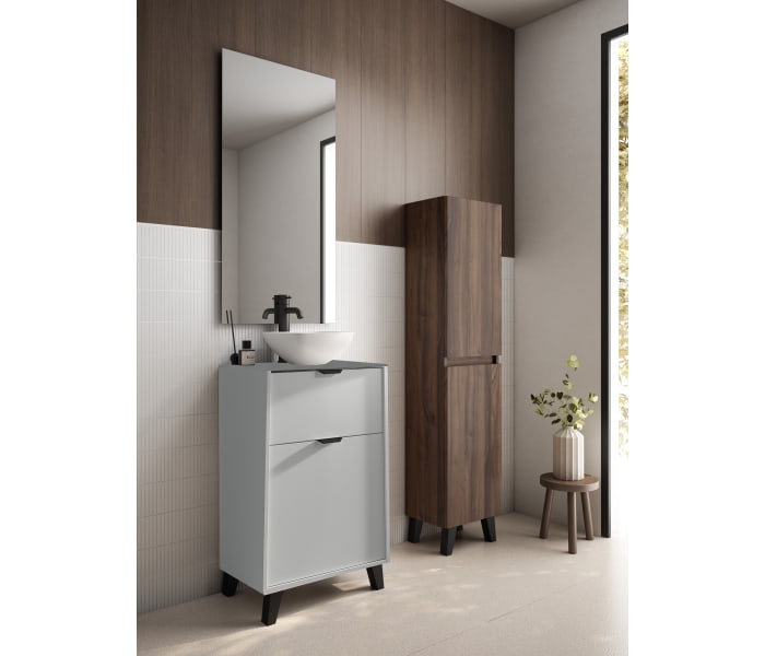 Conjunto mueble de baño fondo reducido 35.5 cm con lavabo sobre encimera Visobath Midi Principal 3