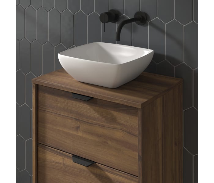 Mueble de baño suspendido de 60 cm con lavabo sobre encimera color griggio  Modelo Granada