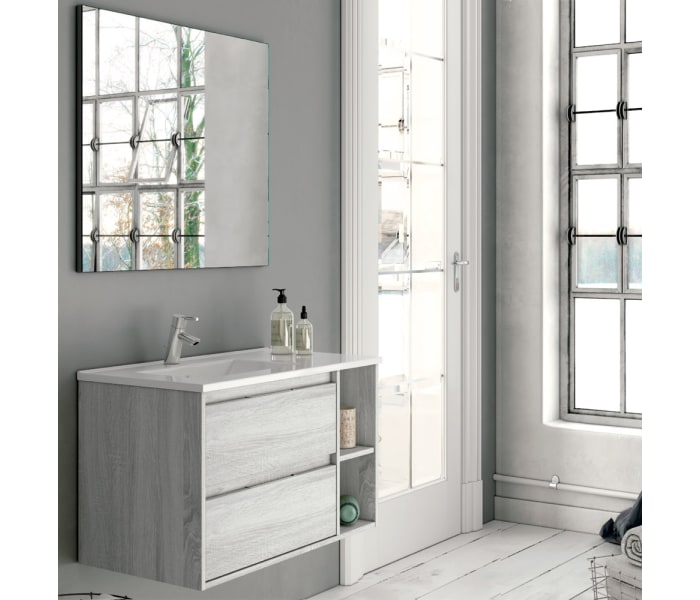 Mueble de baño Coban 2 cajones y 1 puerta con tapa de Solid Surface Bruntec