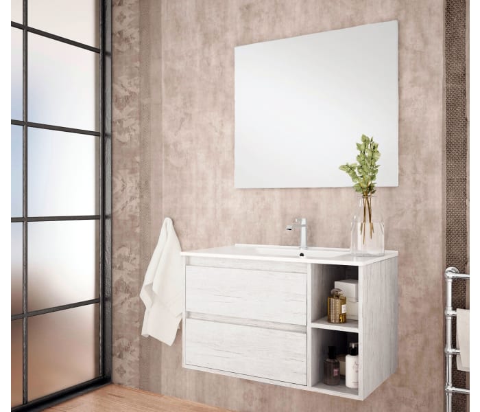 Mueble de baño Coban 120 cm 2 cajones y 1 puerta con tapa de madera de  Bruntec