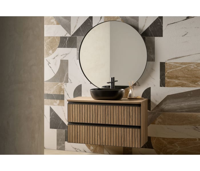 Conjunto mueble de baño con lavabo sobre encimera negro Sanchís Yuka Principal 0