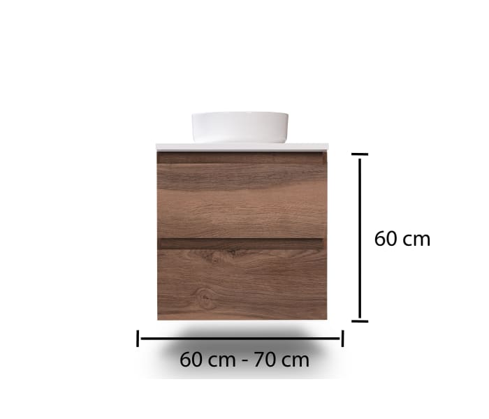 Mueble de baño pequeño Bruntec Nivo 2 cajones suspendido Croquis 11