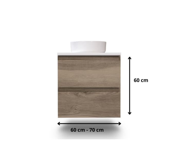 Mueble de baño pequeño Bruntec Nivo 2 cajones suspendido Croquis 11