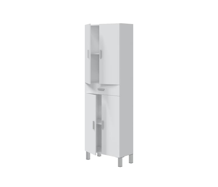 Mueble Columna para Baño color blanco con 4 Puertas y 1 Cajón de Aruba