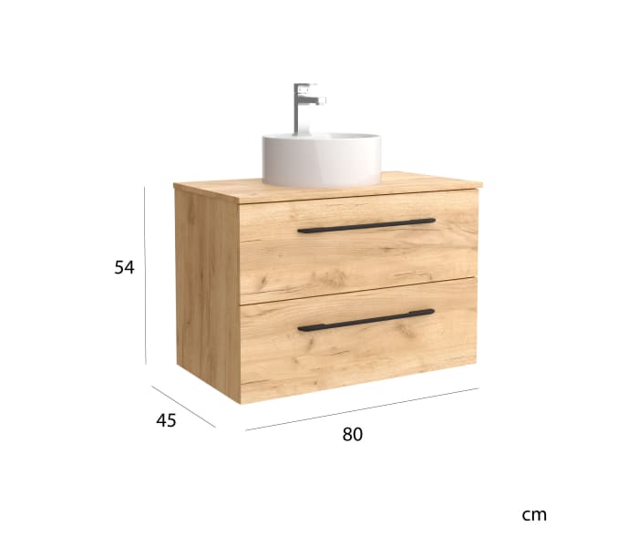 Conjunto mueble de baño con lavabo sobre encimera Salgar Morai Detalle 5