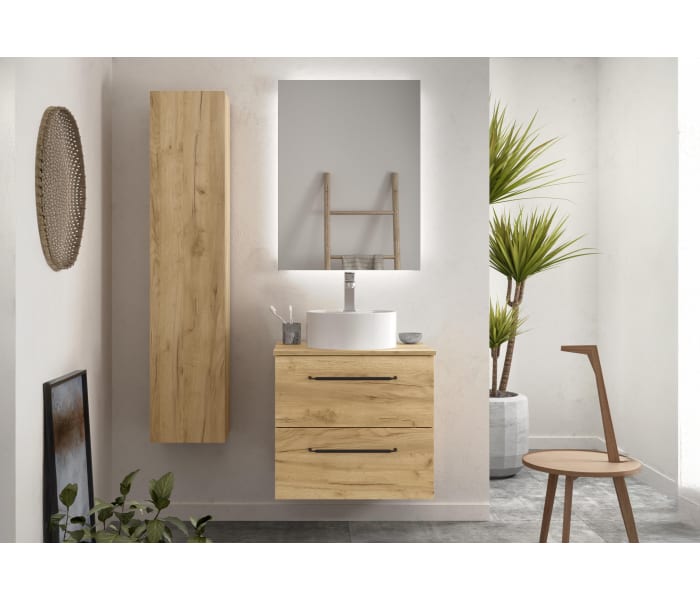 Conjunto mueble de baño con lavabo sobre encimera Salgar Morai Ambiente 7
