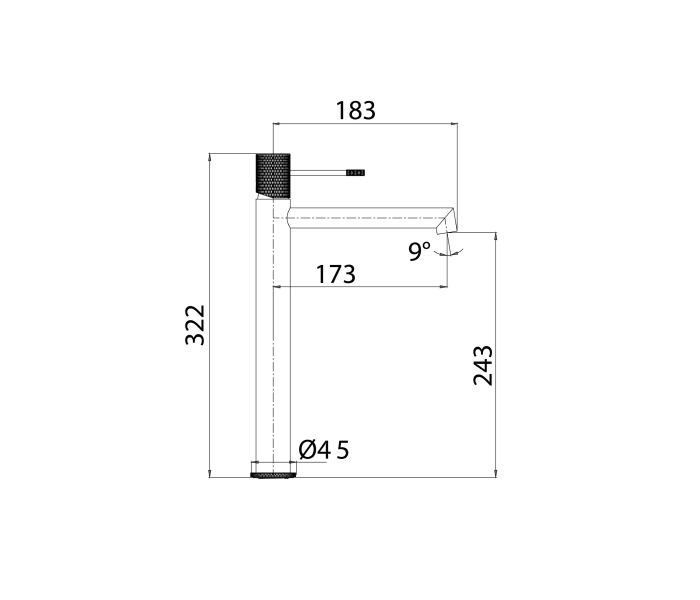 Pack Grifo de lavabo caño alto Imex Line + Válvula click-clack Croquis 12