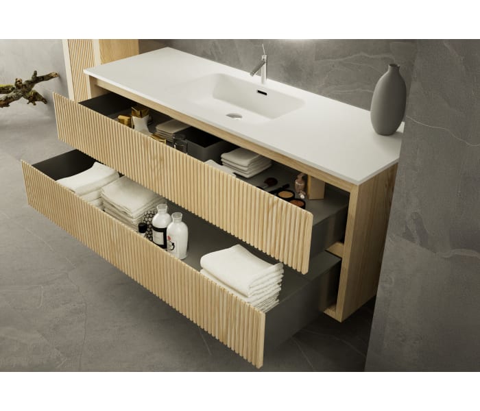 Conjunto de mueble de baño madera maciza con costados Bruntec Alpes 19 Detalle 2
