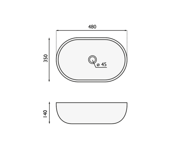 Lavabo sobre encimera Bruntec Castilla Croquis 3