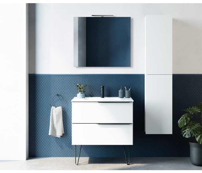 Mueble baño HANG OUT Blanco y azul módulo rectangular B&K