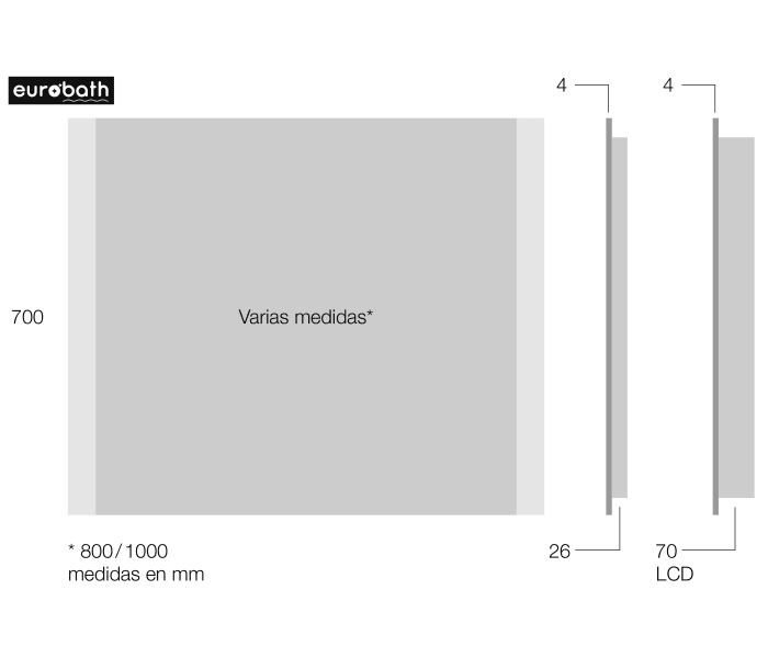 Espejo de baño con luz LED Eurobath Sentosa Croquis 2
