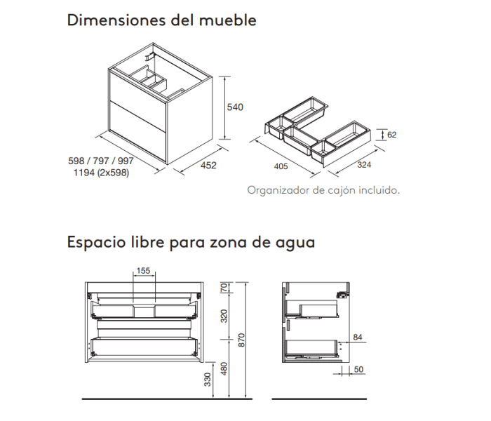 Conjunto mueble de baño Salgar Optimus Croquis 12