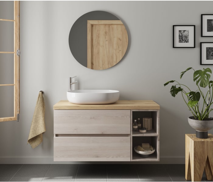 Mueble de baño Roma 140 cm 4 cajones con tapa de madera Bruntec