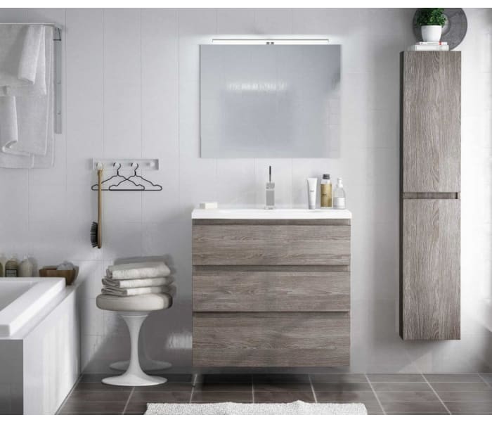 Mueble De Baño Suspendido 120 Cm 4 Cajones CARMEN Con Lavabo Doble