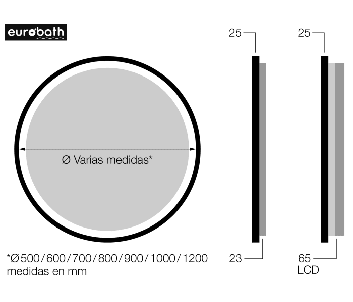 Espejo de baño con luz LED Eurobath Maldivas Croquis 13