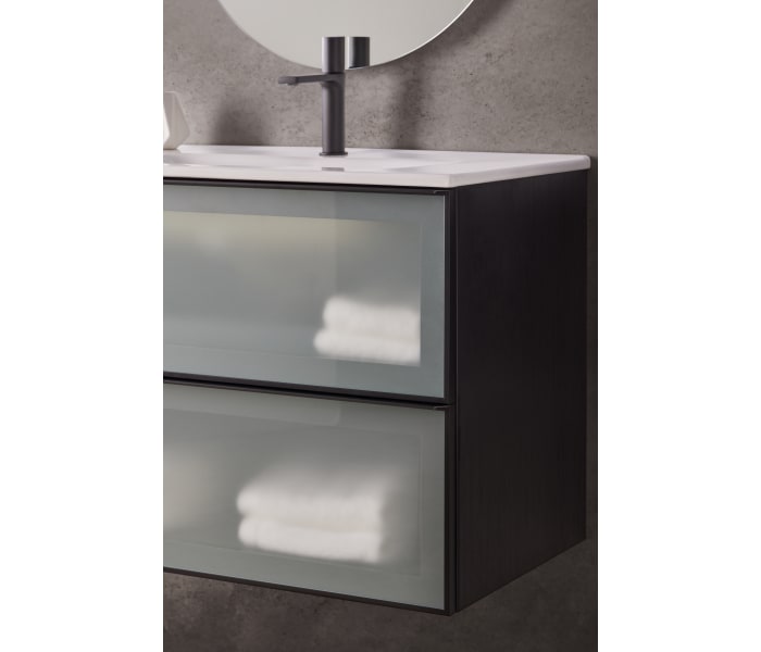 Conjunto mueble de baño frente cristal mate Sanchís Koba Detalle 1