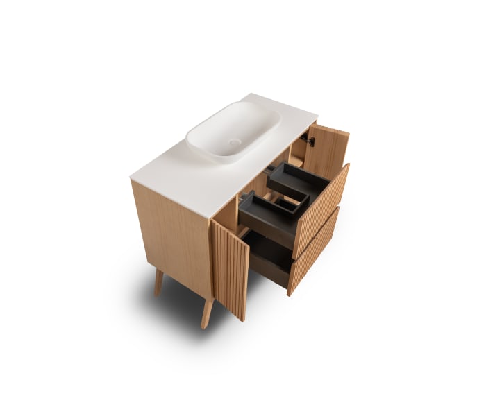 Mueble de baño madera maciza con encimera de solid surface Bruntec Alpes 13 Detalle 4