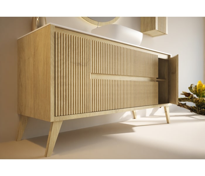 Mueble de baño madera maciza con encimera de solid surface Bruntec Alpes 13 Detalle 2