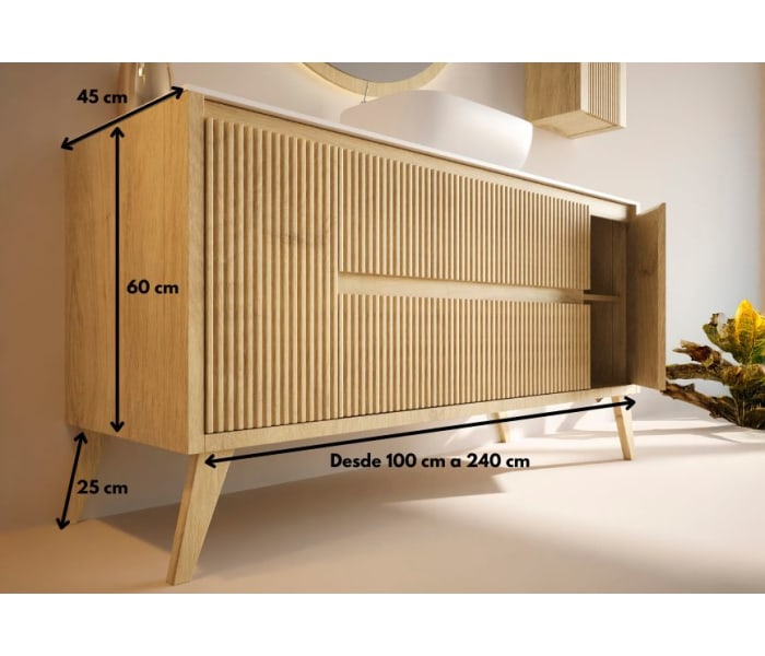 Mueble de baño madera maciza con encimera de solid surface Bruntec Alpes 13 Croquis 4