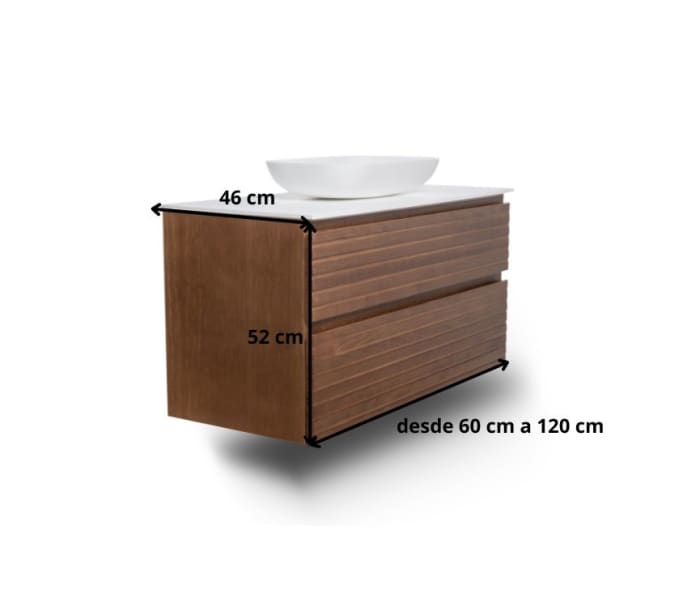Mueble de baño madera maciza con encimera de solid surface Bruntec Alpes 5 Croquis 8