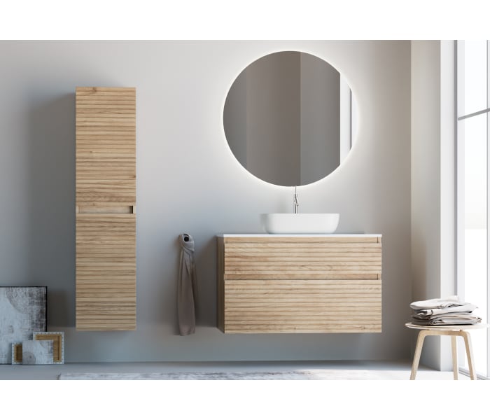 Mueble de baño madera maciza con encimera de solid surface Bruntec Alpes 5 Principal 1