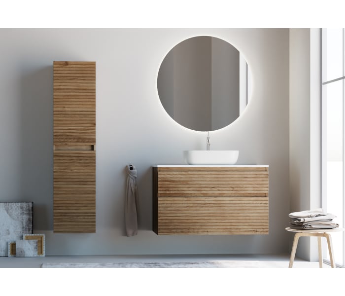 Mueble de baño madera maciza con encimera de solid surface Bruntec Alpes 5 Principal 0