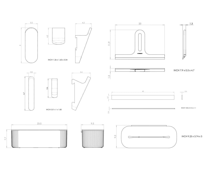 Set modular para ducha con guía de pared de Cosmic Alife Croquis 7